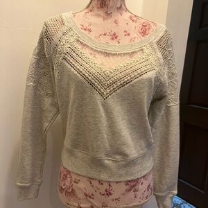 Love Sam Light Gray Lace Accent Sweater